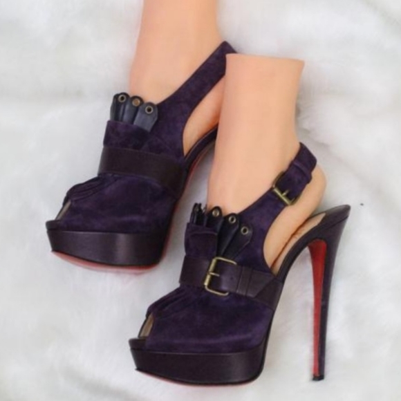 Louboutin-Jem Purple Suede Ankle Botties - Picture 6 of 6
